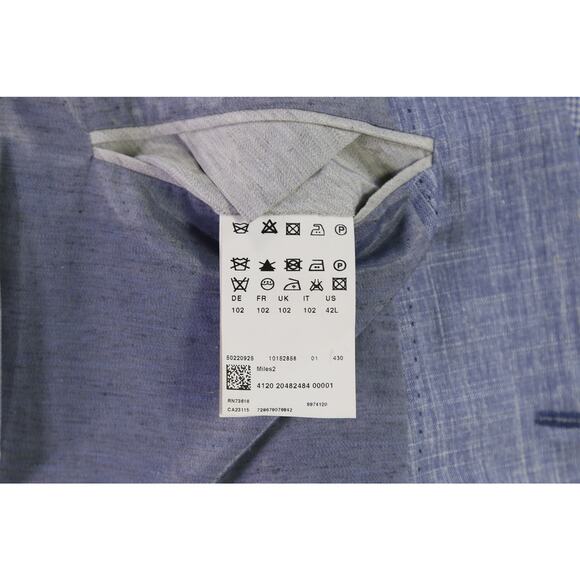 Hugo Boss Current Light Blue Wool Linen 2-Btn Blazer Jacket 42L - Picture 10 of 11